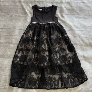 Bonnie Jean Black Floral Lace Kids Dress, Size 6